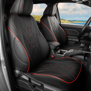 EKR Custom Leatherette Seat Covers - Toyota Tacoma-FT919A - Front & Rear Rows-Black with Red Accent