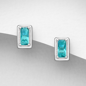 Signature Silver March Birthstone Dainty Stud Earrings