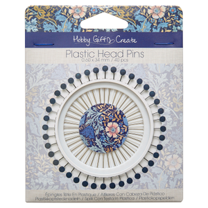 Disque de 40 épingles à tête plastique - Collection fleurs bleues