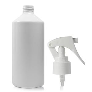 400ml Matte White Aluminium Bottle With Mini Trigger Spray - White