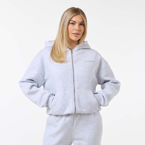 Tonal Core Logo Zip Hoodie | Grey Marl