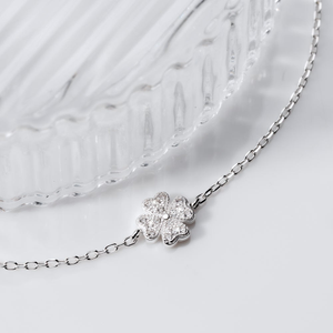 Signature Silver Single Clover CZ Bracelet