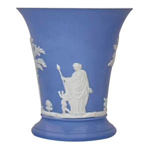 1960s Wedgwood Blue and White Jasperware Vase