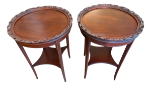 Pie Crust Round Side Tables - A Pair