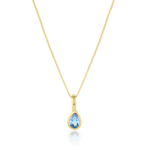 Teardrop Birthstone Necklace - March (18")