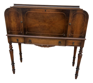 Early 20th Century Antique Burlwood Small Secretary Desk