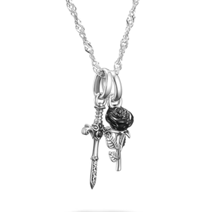 Connect Silver Rose & Sword Necklace
