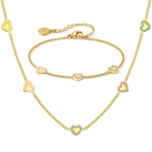 Fairy Icons Gold Plated Enamel Heart Jewellery Set