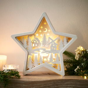 Light Up Star With Village Scene