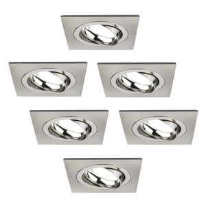 Spot Encastrable LED - Dimmable - Inox - Sevilla - 3W - 6500K - 92mm - Carré - 6 pièces