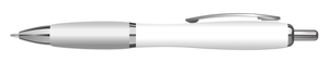 Contour White Barrel Ballpoint Pen with Chrome Trim and Colored Soft Grip