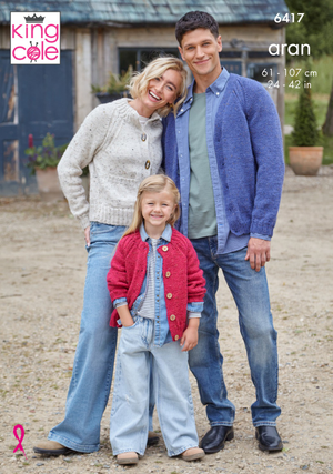 Cardigans in King Cole Homespun Aran (6417)