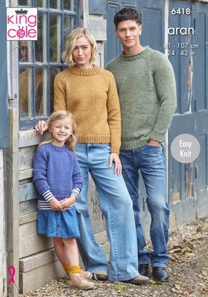Sweaters in King Cole Homespun Aran (6418)