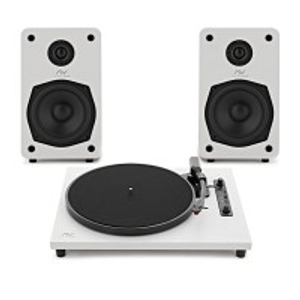 AVCOM Contemporary Turntable and Active Speaker System, White
