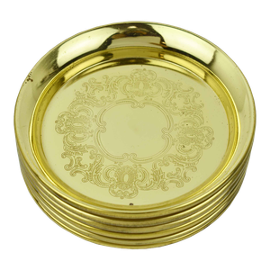 Late 20th Century Solid Brass Filigree Round Coasters- Set of 6