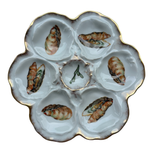 Antique Lafarge & Cie Limoges Oyster Plate, Hand-Painted