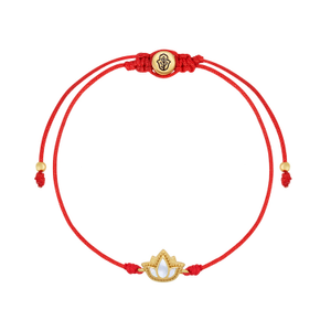 Mother of Pearl Lotus Red String Bracelet – Growth & Protection Jewelry – Blossoming Spirit