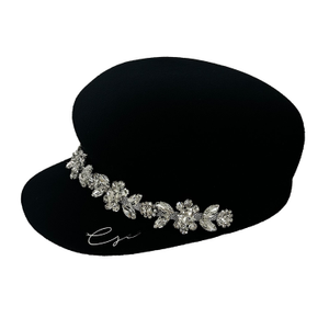 Wool Crystal Embellished Sailor Boy Cap (one size)