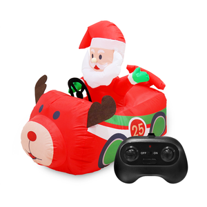 Festive Magic Inflatable Santa Reindeer Race Car with Remote Control & Music