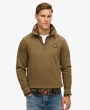 Felpa Mezza Zip con Cuciture a Contrasto