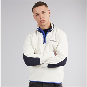 Napapijri Mens Dergana Half Zip Fleece Jacket Beige Dimity