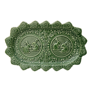 Vintage Bordallo Pinheiro Green Bunny Sandwich Tray