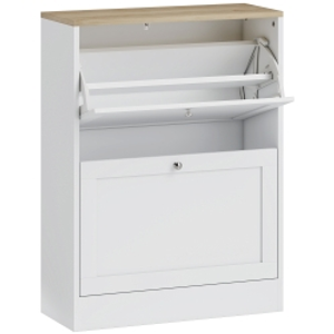 HOMCOM Zapatero Entrada Recibidor con 2 Puertas Estantes Ajustables para 12 Pares de Zapatos 60x23,5x80 cm Blanco