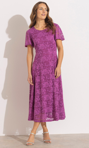 Anna Rose Shimmer Lace Midi Dress - Orchid