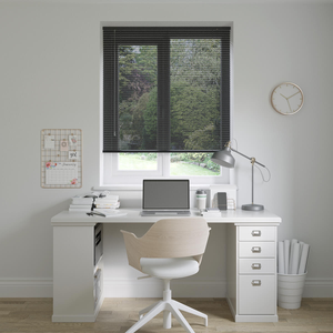 Perforated Black Venetian Blinds 25mm: 840mm x 1140mm Recess