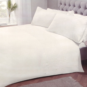 Pintuck White Cotton Mix Duvet Cover Set