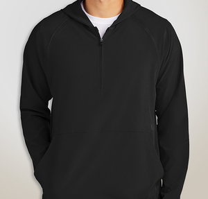 Sport-Tek Repeat Half Zip Long Sleeve Hooded Baseball Jacket - Black