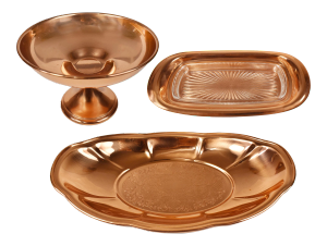 Vintage 1960s Coppercraft Guild Taunton Mass Oval Pedestal Copper Dishes - Set of 3