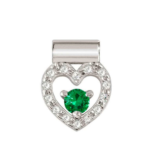 SeiMia Silver & Green Zirconia Heart Frame Charm