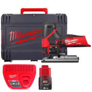 Milwaukee M12FJS 12V FUEL Cordless Brushless Jigsaw With 1 x 3.0Ah Battery, Charger & Case