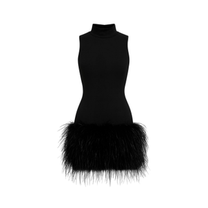 Amelie Feather Mini Dress Black (S)