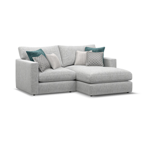 Malvern Modular 2 Seater Right Hand Compact Chaise Sofa in Silver fabric - Group 13