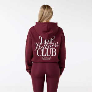 The Wellness Club Zip Hoodie | Burgundy/White