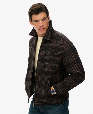 Karierte Ranch-Jacke aus Wollmischung