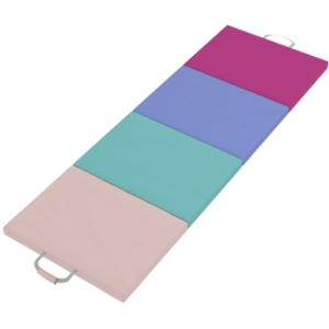 SPORTNOW Colchoneta Gimnasia Plegable de 2 Pulgadas de Grosor con Asas de Transporte y Bolsa para Yoga Aeróbic Multicolor