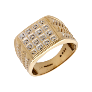 Pre-Owned 9ct Yellow Gold 0.16ct Diamond Set Signet Ring