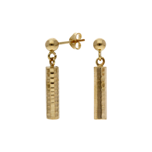 Pre-Owned 9ct Yellow Gold Hollow Faceted Bar Drop Earrings