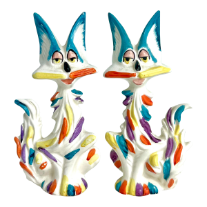 1950s Vintage Crazy Calico Cats Salt Pepper Shakers, Japan