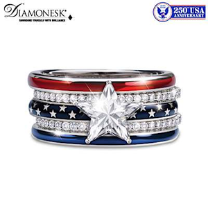 Stars And Stripes Forever Stacking Ring Set Size 11