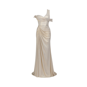 Aurelia Liquid Gold Draped Gown (S)