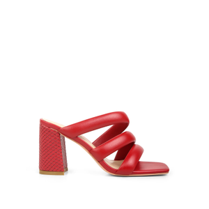 Kywe Red Textured Heel Chunky Strap Sandals By Rag & Co (7 UK)