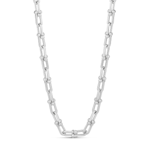 Linked U Shape Chain Necklace - Silver (16")