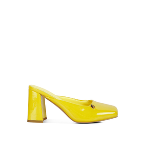 Neoplast Patent Pu Block Heeled Mules In Yellow By Rag & Co (6 UK)