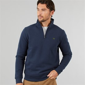 Crew Clothing Mens 1/2 Zip Solid Sweatshirt Navy/Green