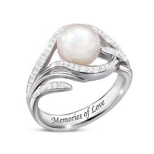 Cultured Pearl & Topaz Memories Of Love Ring Size 6