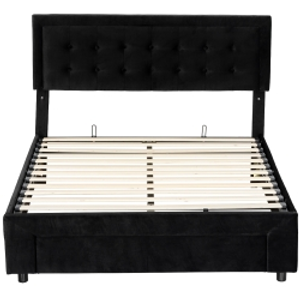 HOMCOM King Size Ottoman Bed Frame, with Front Drawer - Black